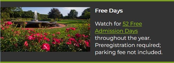 Chicago Botanic Garden: Free Admission Day Calendar